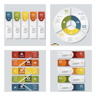 4 Tasarım renkli sunu şablonları koleksiyonu. Vektör arka plan.