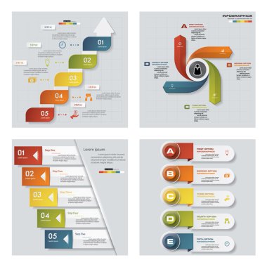 4 Tasarım renkli sunu şablonları koleksiyonu. Vektör arka plan.