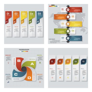 4 Tasarım renkli sunu şablonları koleksiyonu. Vektör arka plan.