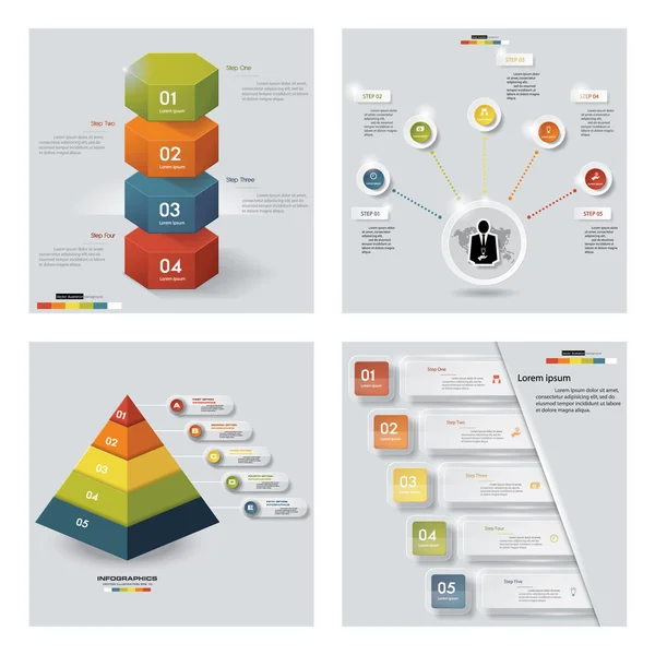 Coleção de 4 modelos de apresentação coloridos de design. Contexto do vetor . — Vetor de Stock