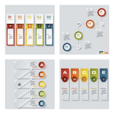 4 Tasarım renkli sunu şablonları koleksiyonu. Vektör arka plan.