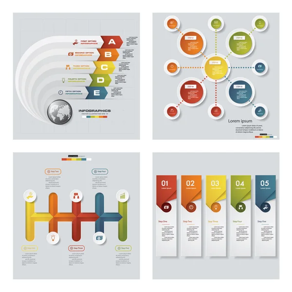 Colección de 4 plantillas de presentación de colores de diseño. Fondo vectorial . — Vector de stock
