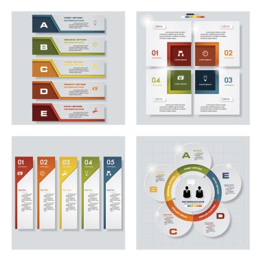 4 Tasarım renkli sunu şablonları koleksiyonu. Vektör arka plan.