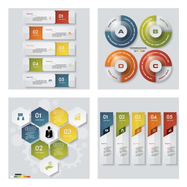4 Tasarım renkli sunu şablonları koleksiyonu. Vektör arka plan.