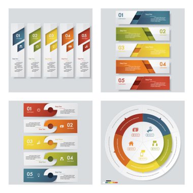 4 Tasarım renkli sunu şablonları koleksiyonu. Vektör arka plan.