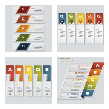 4 Tasarım renkli sunu şablonları koleksiyonu. Vektör arka plan.