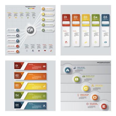 4 Tasarım renkli sunu şablonları koleksiyonu. Vektör arka plan.