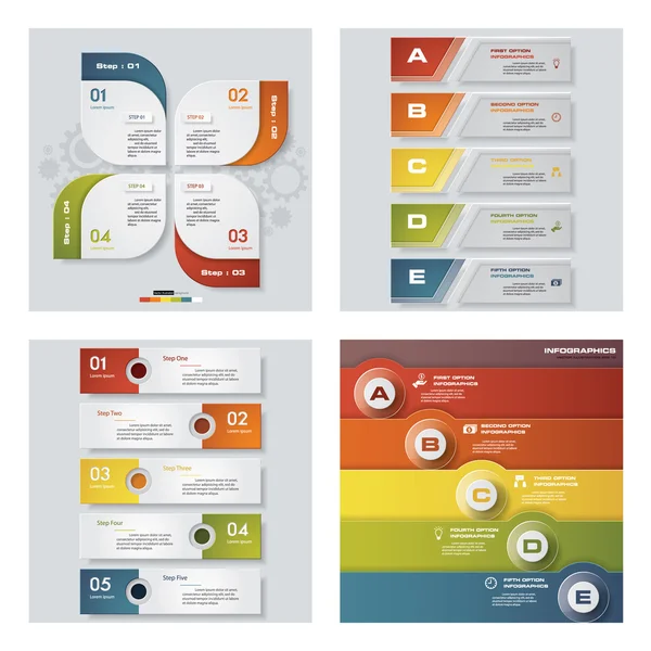 4 Tasarım renkli sunu şablonları koleksiyonu. Vektör arka plan.