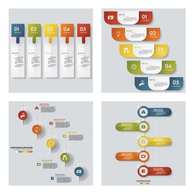 4 Tasarım renkli sunu şablonları koleksiyonu. Vektör arka plan.