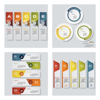 4 Tasarım renkli sunu şablonları koleksiyonu. Vektör arka plan.