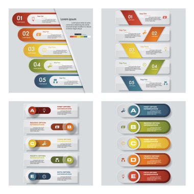 4 Tasarım renkli sunu şablonları koleksiyonu. Vektör arka plan.