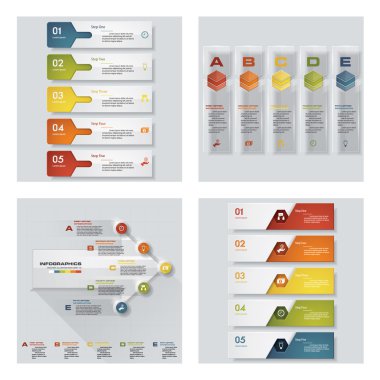 4 Tasarım renkli sunu şablonları koleksiyonu. Vektör arka plan.