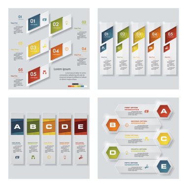 4 Tasarım renkli sunu şablonları koleksiyonu. Vektör arka plan.