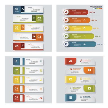 4 Tasarım renkli sunu şablonları koleksiyonu. Vektör arka plan.