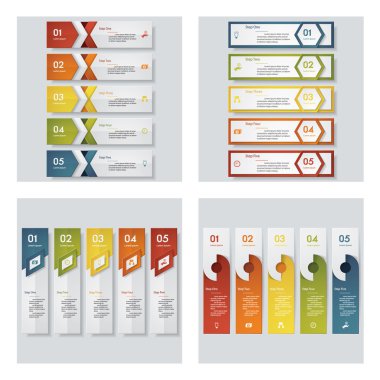 4 Tasarım renkli sunu şablonları koleksiyonu. Vektör arka plan.