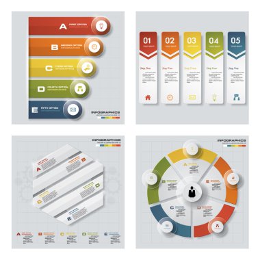 4 Tasarım renkli sunu şablonları koleksiyonu. Vektör arka plan.