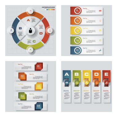 4 Tasarım renkli sunu şablonları koleksiyonu. Vektör arka plan.