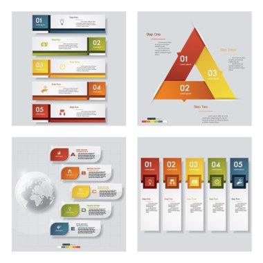 4 Tasarım renkli sunum şablonu topluluğu. Vektör arka plan.