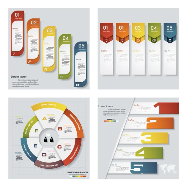 4 Tasarım renkli sunum şablonu topluluğu. Vektör arka plan.