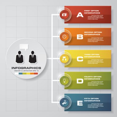 Gri arka planda 5 seçenekli infografik tasarım.
