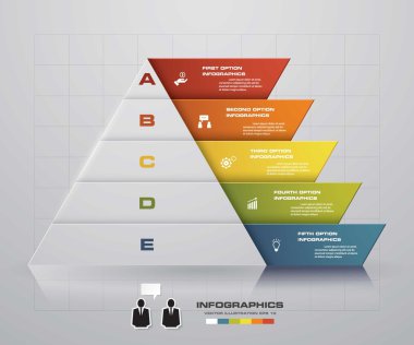 5 adım temiz sayı ile soyut piramit şekil düzeni şablon afiş. Vektör.