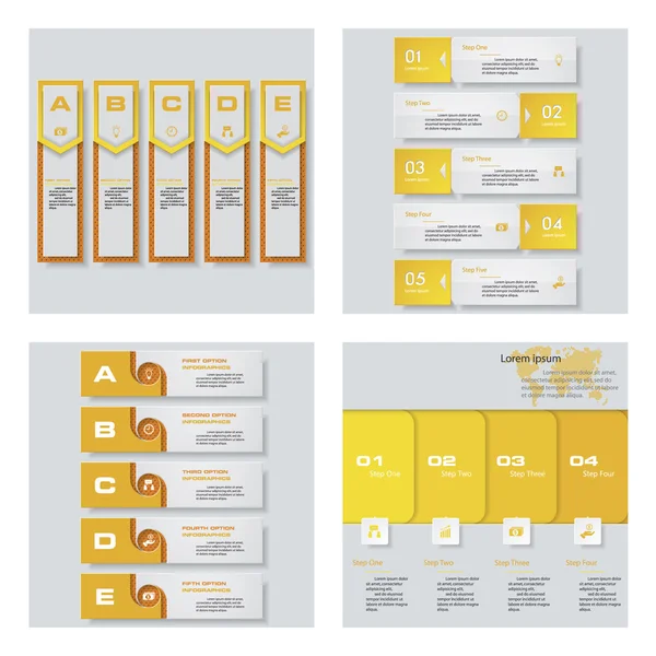 De collectie van 4 gele kleur sjabloon. Vector achtergrond. Voor uw idee en presentatie. — Stockvector