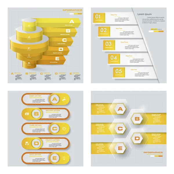 Kolekce 4 žluté barvy šablony. Vektorové pozadí. Pro vaši představu a prezentaci. — Stockový vektor