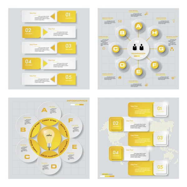Samling av 4 gul färg mall. Vektor bakgrund. För din idé och presentation. — Stock vektor