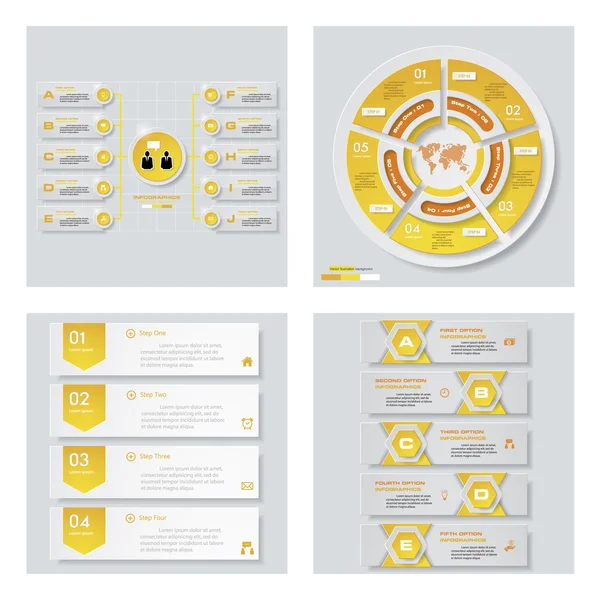 Collection of 4 yellow color template. Vector Background. For your idea and presentation. — Stock Vector