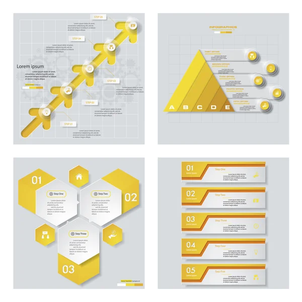 Coleção de 4 modelo de cor amarela. Contexto vetorial. Para sua ideia e apresentação . —  Vetores de Stock