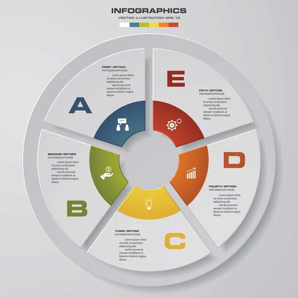 Infografik-Design-Vorlage und Geschäftskonzept mit 5 Optionen. — Stockvektor