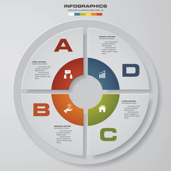 Plantilla de diseño infográfico y concepto de negocio con 4 opciones . — Archivo Imágenes Vectoriales