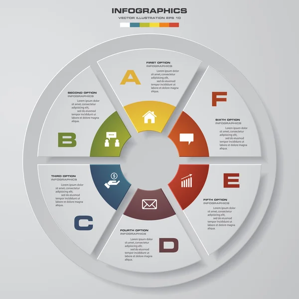 Modelo de design infográfico e conceito de negócio com 6 opções . —  Vetores de Stock