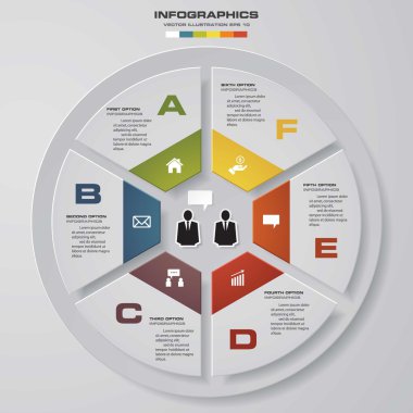 6 seçenekli infografik tasarım şablonu ve iş konsepti.