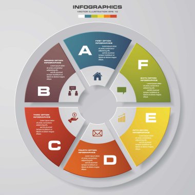 6 seçenekli infografik tasarım şablonu ve iş konsepti.