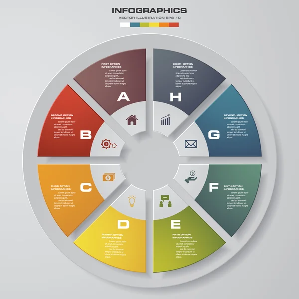 8 seçenekli infografik tasarım şablonu ve iş konsepti. — Stok Vektör