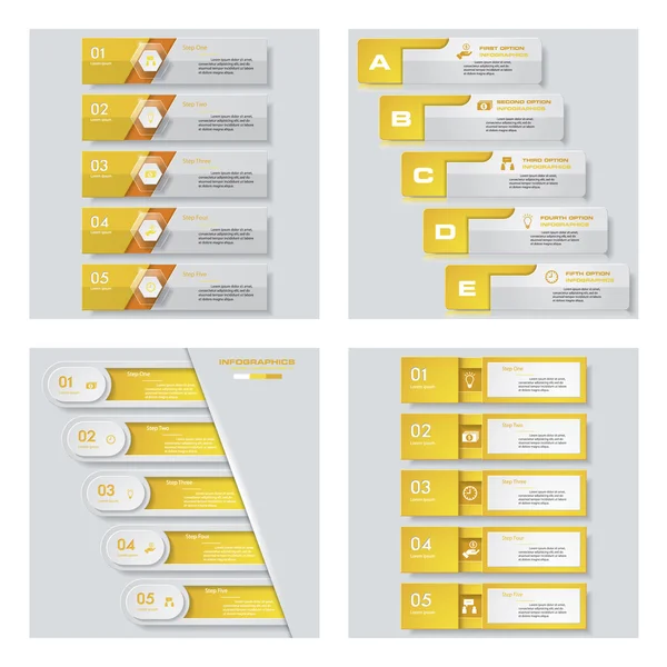 Sammlung von 4 gelben Farbschablonen. Vektorhintergrund. für Ihre Idee und Präsentation. — Stockvektor