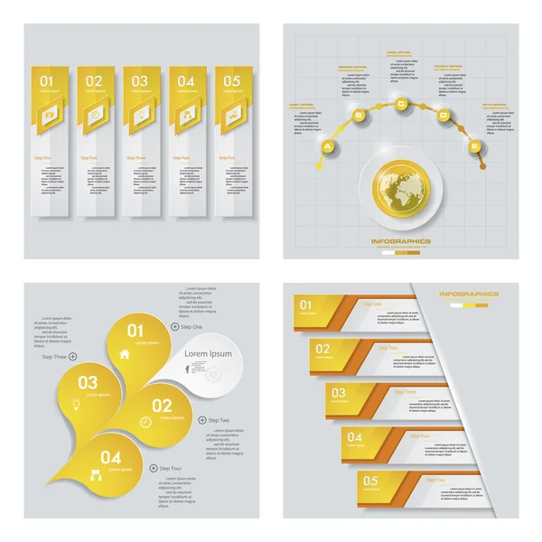 Coleção de 4 modelo de cor amarela. Contexto vetorial. Para sua ideia e apresentação . —  Vetores de Stock