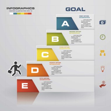 5 adım adım Infographics tarafından vektör tasarım şablonu.