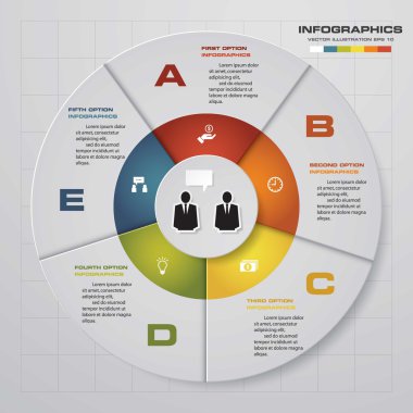 Basit & Düzenlenebilir 5 Adım grafik diyagramları şablon/grafik veya web sitesi düzeni.