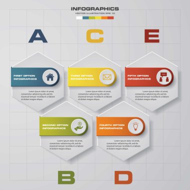 Basit & Düzenlenebilir 5 Adım grafik diyagramları şablon/grafik veya web sitesi düzeni.