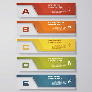 Simple & Editable 5 Steps grafik diyagramları şablonu. Vektör.