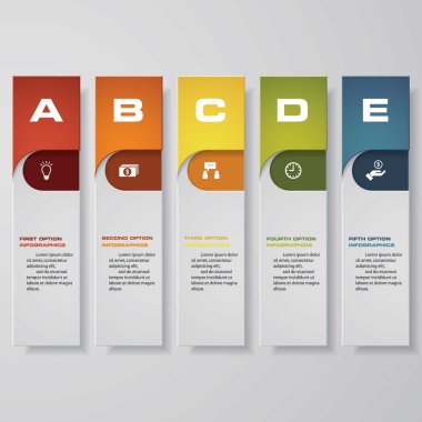 Simple & Editable 5 Steps grafik diyagramları şablonu. Vektör.