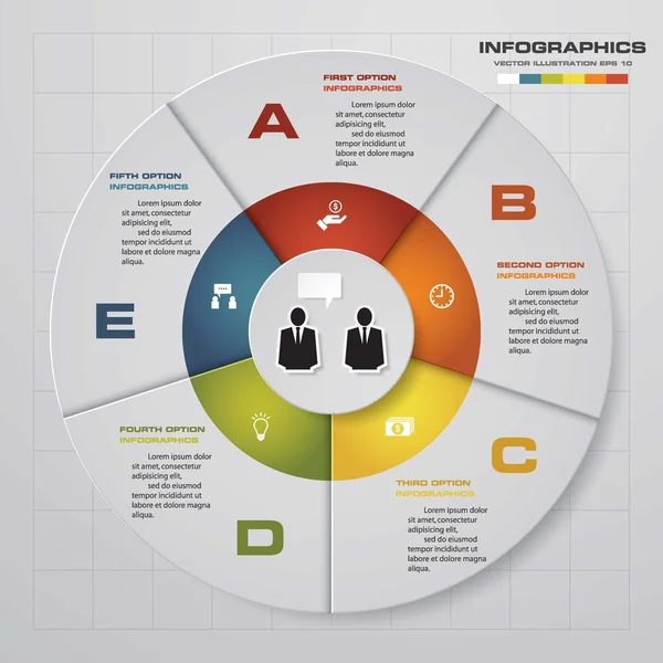 Einfache und editierbare Diagrammvorlage / Grafik oder Website-Layout in 5 Schritten. — Stockvektor