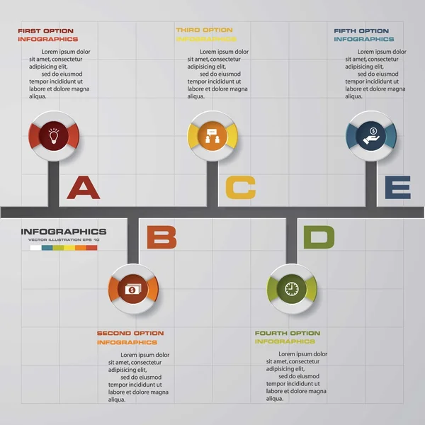 Illustration vectorielle infographie chronologie de 5 options . — Image vectorielle