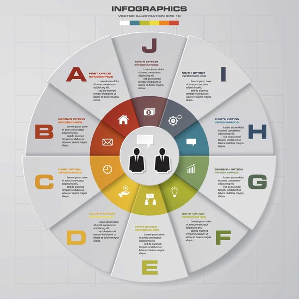 Modelo de design infográfico e conceito de negócio com 10 opções, peças, etapas ou processos. EPS10 . — Vetor de Stock