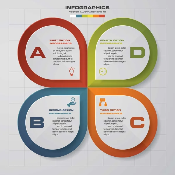 Abstrakte 4 Schritte Infografik Hintergrund. Vektor. — Stockvektor