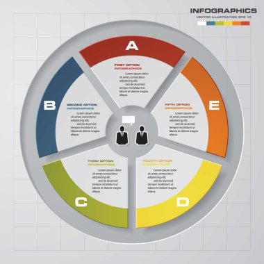 5 seçenekli infografik tasarım şablonu ve iş konsepti.