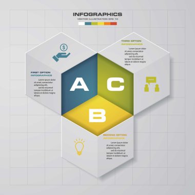 Simple & Editable 3 Steps grafik diyagramları şablonu. Vektör.