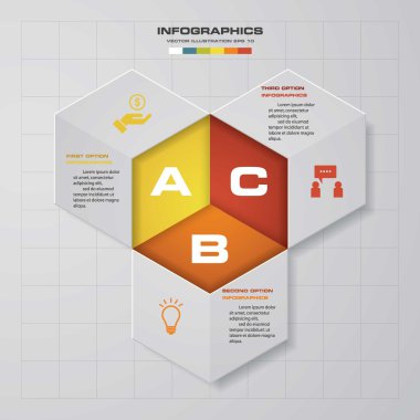 Simple & Editable 3 Steps grafik diyagramları şablonu. Vektör.